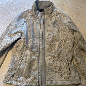 The North Face Gray and White Floral Zip Up Jacket